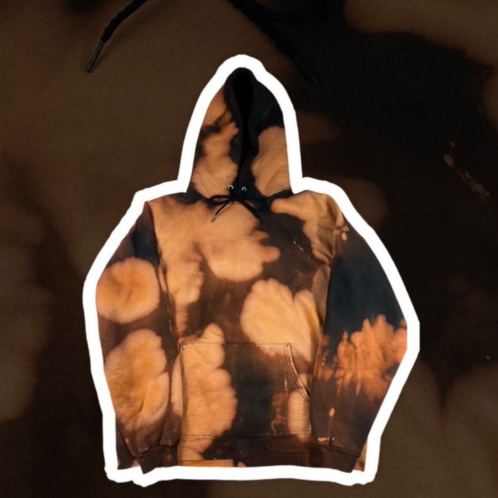 Custom Black & Orange bleach dye sweater